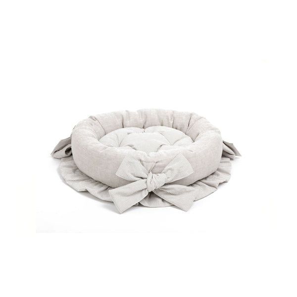 Caramel Small Round Dog Bed Beige-Offwhite