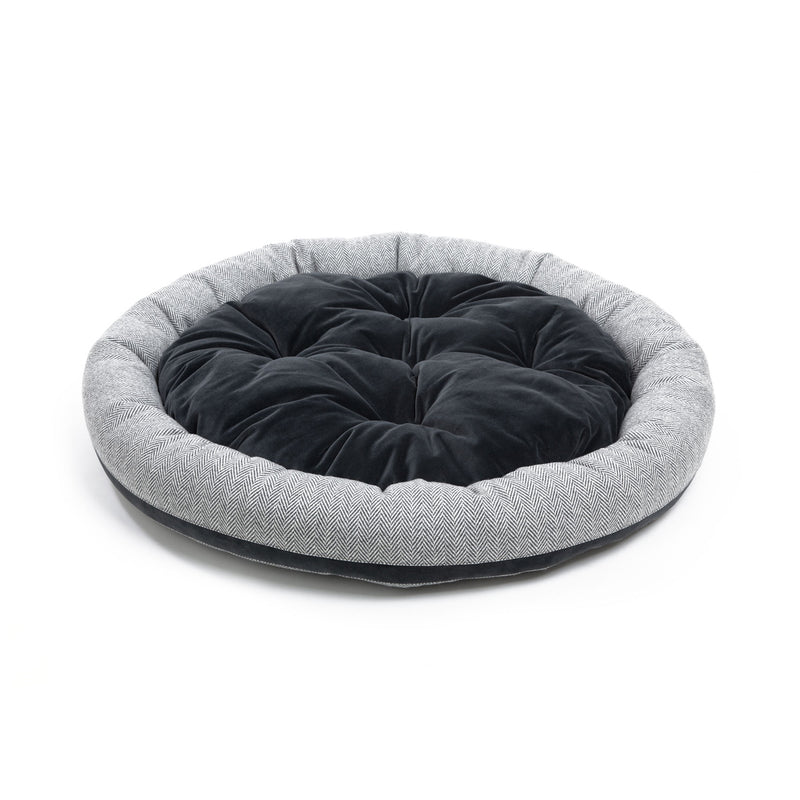 Marble Medium Round Dog Bed Light Grey-Grey