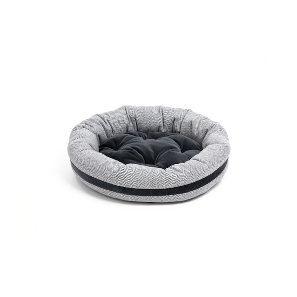 Marble Small Round Dog Bed Light Grey-Grey