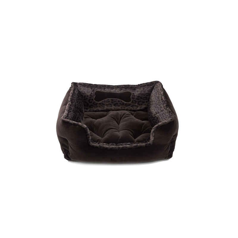 Chocolate Small Square Dog Bed Dark Brown