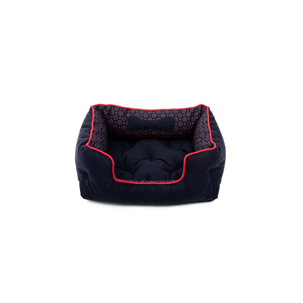 Florentine Small Square Dog Bed Navy-Red