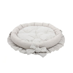 Caramel Medium Round Dog Bed Beige-Offwhite